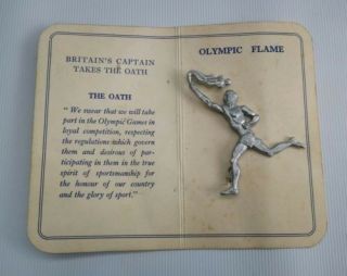 Vtg London 1948 Olympic Games Flame Torch Relay Souvenir Pin Badge & Card Wallet