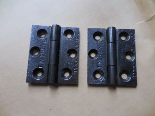 Antique Cast Iron Butt Hinges,  2 1/4 " X 1 7/8 ",  Marked Thos.  Clark