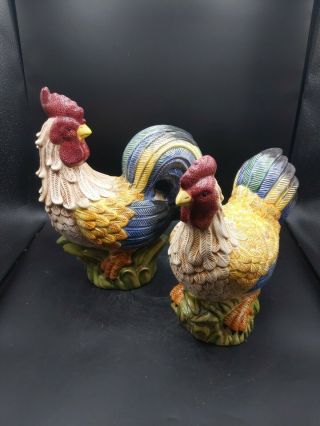 Vintage Jay Import Ceramic Rooster And Hen Chicken 12 " Tall