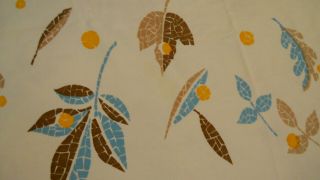 VTG MCM California Hand Prints Tablecloth aqua mosaic leaves Turquoise 3