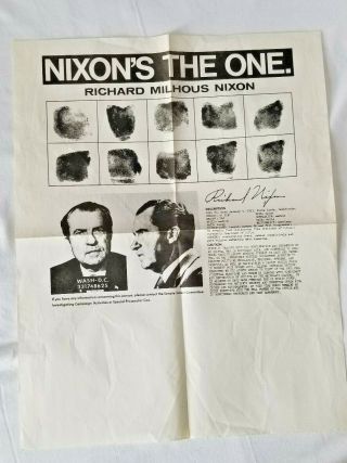 Richard Nixon Watergate Mugshot Fingerprints 18x22 Poster Arthur Taxier 1973