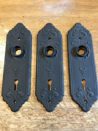 Set Of 3 Vintage Antique Door Knob Back Plates Design