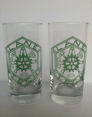 Set Of Two Lane Tech High School Drinking Glasses - Green Logo Chicago Il