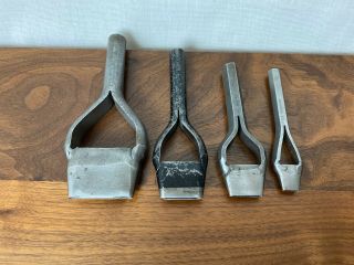 A - Vintage Leather Tools C S Osborne 4 Oblong Punches 1 " 1 - 1/4 " 2 " 1/2 "