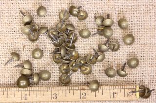 50 Old Brass Color Tacks 3/8” Diameter Head Vintage Upholstery Nails Gilt Steel