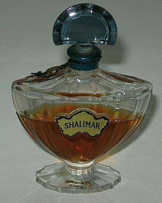 Vintage Guerlain Shalimar Perfume Bottle 1 Oz Open 1/2 Full - 1970s - 4 " Height