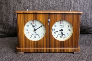 Vintage Ussr Chess Tournament Clock Mechanical 1954 Wooden