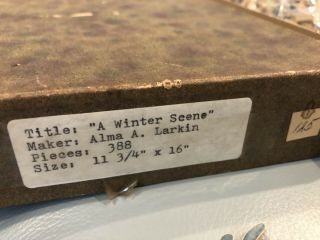 MYSTERY Vintage 1933 Wooden ALMA LARKIN Jigsaw Puzzle WINTER SCENE Pastime 388p 2