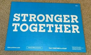 Hillary Clinton Official Campaign Poster 2016 President Bill Stronger Together