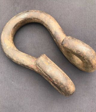 Vintage Antique Iron Clevis U Hook Hand Forged Steampunk Repurpose.  Unique