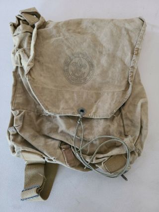 Antique Vintage Boy Scouts Bsa Canvas Backpack Bag