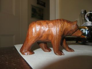 Old Vintage Wooden Wood Bear Walking On All Fours Folk Art