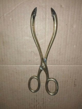 Antique Vintage Brass Scissor Coal Tongs (st6)