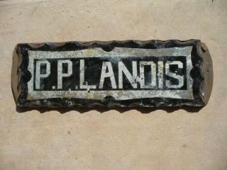 Early 20th Century Antique Reverse Painted Glass House Name Sign " P.  P.  Landis "