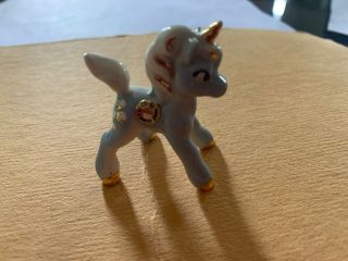 Rare Disney Fantasia Hagen Renaker Miniature Unicorn Figurine Gold Foil Label