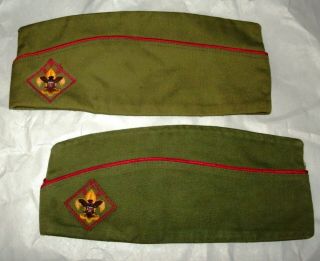 2 Vintage Boy Scouts Of America Official Garrison Caps Hats Bsa Both Medium Size