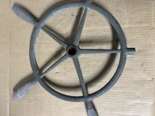 Vintage Bronze Ship’s Steering Wheel,  22”,  One Inch Shaft Hole 2