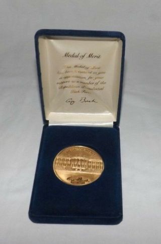 President George H Bush Gold Medal Of Merit Republican Task Force Coin In Case