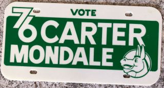 Vintage Jimmy Carter Mondale License Plate 1976 Not Pin Pinback