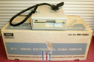 Vintage 1987 Tandy Radio Shack 5 1/4 " 360k External Disk Drive W/original Box
