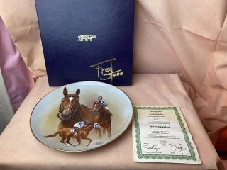 Secretariat Ron Turcotte Up 797/9500 Race Horse Collector Plate By Fred Stone