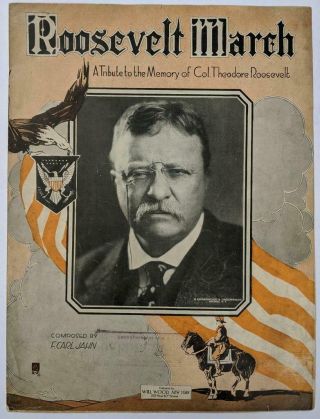 1919 Vintage Us President Theodore Teddy Roosevelt Memorial Sheet Music By Jahn