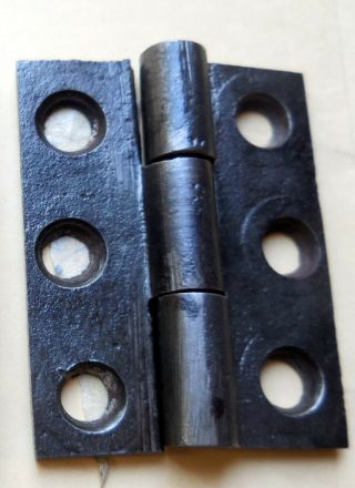 One Single Antique Cast Iron Butt Hinge - 2 " X 1 5/8 ",  3 Screws Per Side