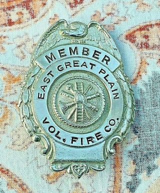 Volunteer Fire Company Pin Badge Medal East Great Plain Connecticut Vintage