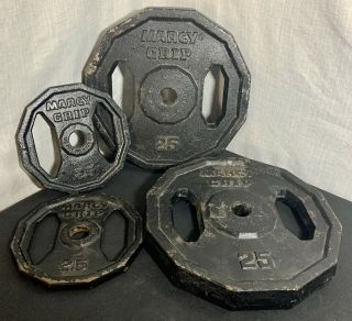 55 Lbs Of Vintage Marcy Grip Weight Plates 1 Inch Standard