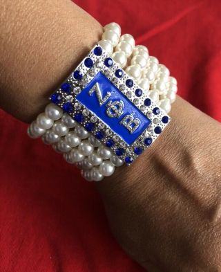 Gorgeous Zeta Phi Beta Inspired 6 Strand Pearl Bracelet -
