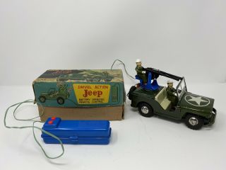 Vintage Anti - Aircraft Patrol Swivel Jeep Tin Friction U.  S.  Army Ahi - 5793