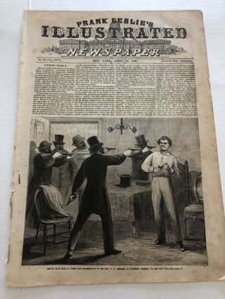 1868 Frank Leslie’s Print Assassination Of Honorable Ashburn By The Kkk 93019
