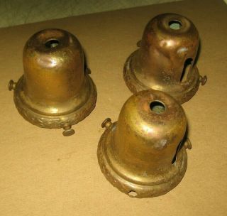 Antique Light Fixture Parts 3 Metal Socket Art Deco Bobeche Bell Covers Stock B