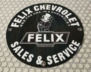 Vintage Chevrolet Porcelain Gas Trucks Felix Dealership Service Station Sign