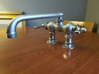 Vintage The Chicago Faucet Co.  Long Neck Hot Cold Heavy Industrial