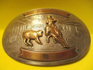 Vintage Awesome Comstock Cutting Horse Hand Made German Silver Belt Buckle