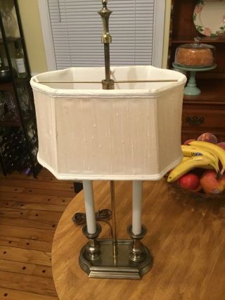 Vintage Stiffel Solid Brass Bouillotte Decor 3 Way Candlestick Desk Table Lamp