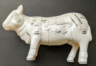 Ceramic Cow Figurine Cuts Of Meat - Beef Diagram