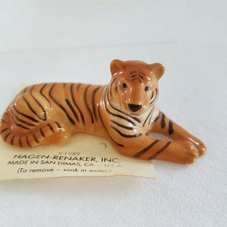 Vintage 1989 Hagen - Renaker Tiger Miniature On Card - 2.  75 "