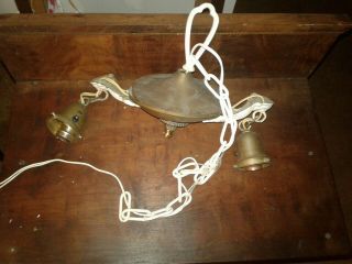 Antique Ornate Victorian Brass 2 Light Chandelier Hanging Light Fixture