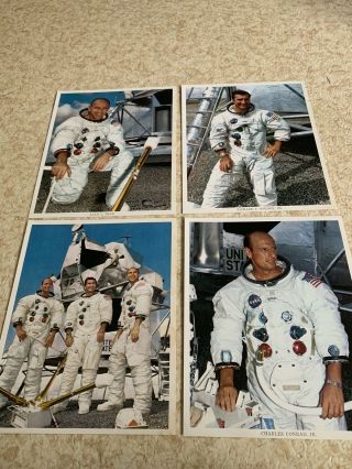 Apollo 12 Crew Lithographs Nasa 4 Photographs