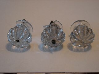 3 Antique Sandwich Glass Ribbed Empire Drawer Pulls Knobs - Very Old