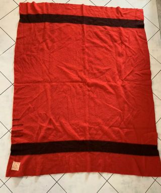 Vintage Hudsons Bay 100 Wool Red Blanket 3.  5 Point 1/2 75 " X 62 " Jacket Hat