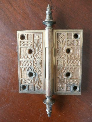 Vintage Antique Ornate Brass Door Hinge Hardware Architectural