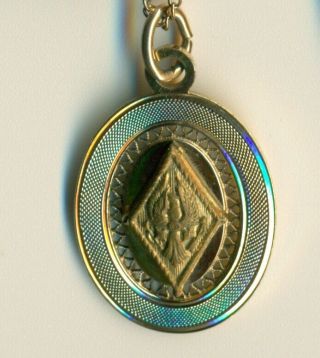 Vintage Pi Beta Phi Sorority 18k gold plate crest pendant - gold filled chain 2