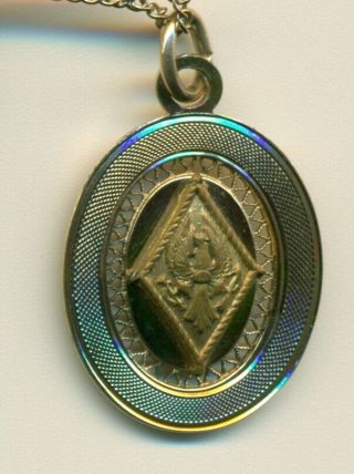 Vintage Pi Beta Phi Sorority 18k gold plate crest pendant - gold filled chain 3