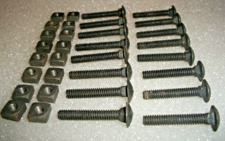 16 - Nos,  1/4 " X 1 1/2 " Long,  Black Steel Carriage Bolts & Their Square Nuts