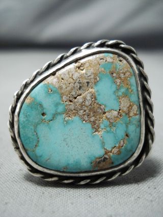 Huge Signed Vintage Navajo Royston Turquoise Sterling Silver Ring Old