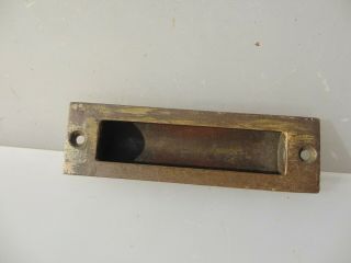 Vintage Brass Sliding Door Handle Pull Old Factory Drawer Cabinet X1
