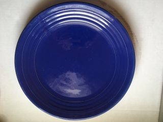 Vintage Bauer Pottery Ring Ware 12.  5” Chop Cobalt Blue